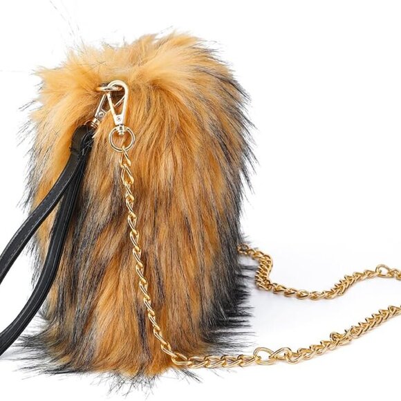 Evening Faux Fur Handbags for Women Furry Fluffy Fuzzy Bags Purse Crossbody Shou - Picture 4 of 6